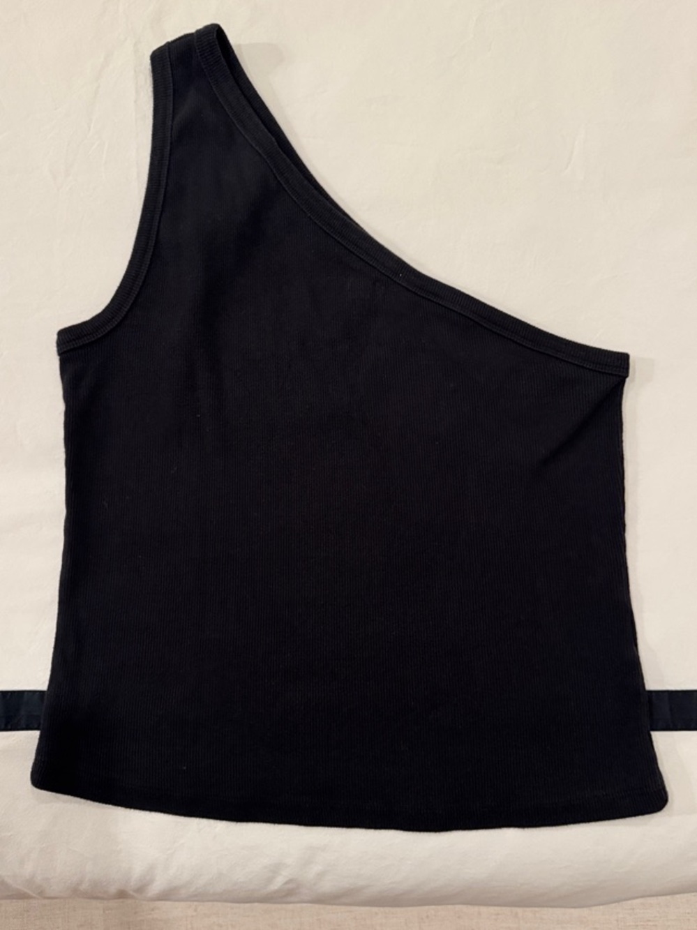 Pilcro One-Shoulder Black Ribbed Tank Top